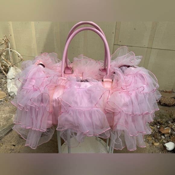 Dolls Kill Handbags - Sugar Thrillz Dolls Kill Take Me Places Weekender Bag Pink Ruffle Kawaii